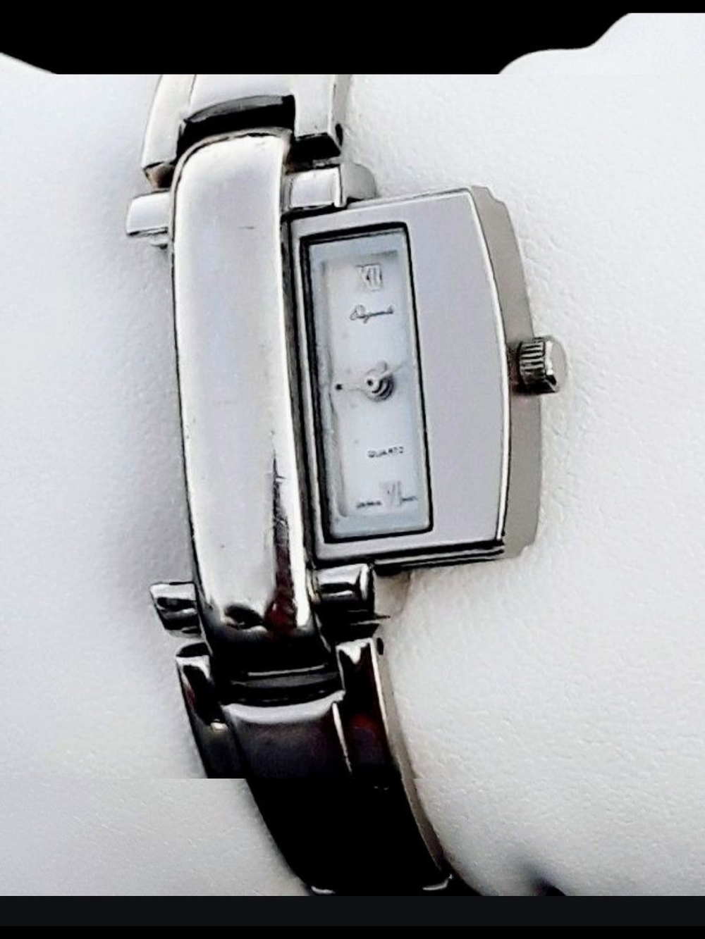 Silver-tone Women's Bracelet Watch with Rectangular Dial